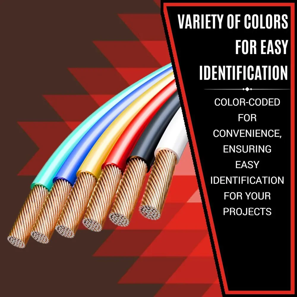 12 Gauge Wire Combo 6 Pack, 100ft Per Roll, 12V Low Voltage Cable, Copper Clad